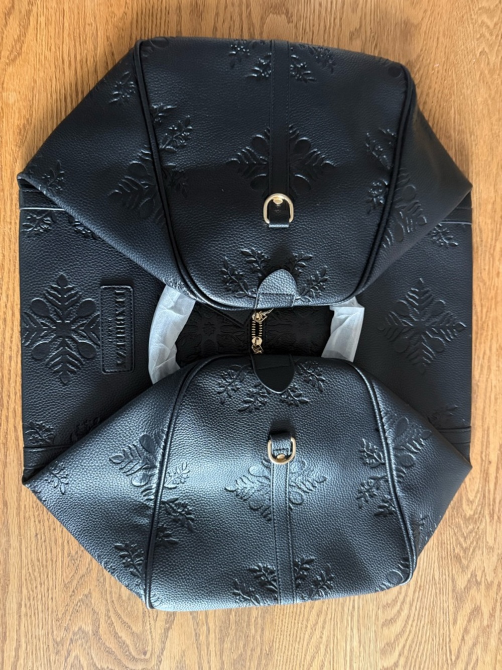 NWOT Black Embossed Hawaii Weekender Duffle Bag with Gold Accent